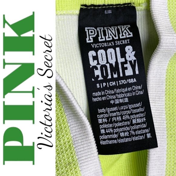 PINK VICTORIA’S SECRET Cool & Comfy Neon Yellow Green Leggings, Size Small - Picture 5 of 9